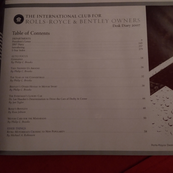 Rare Rolls Royce and Bentley Owners International Club Desk Diary 2007 - Picture 2 of 3
